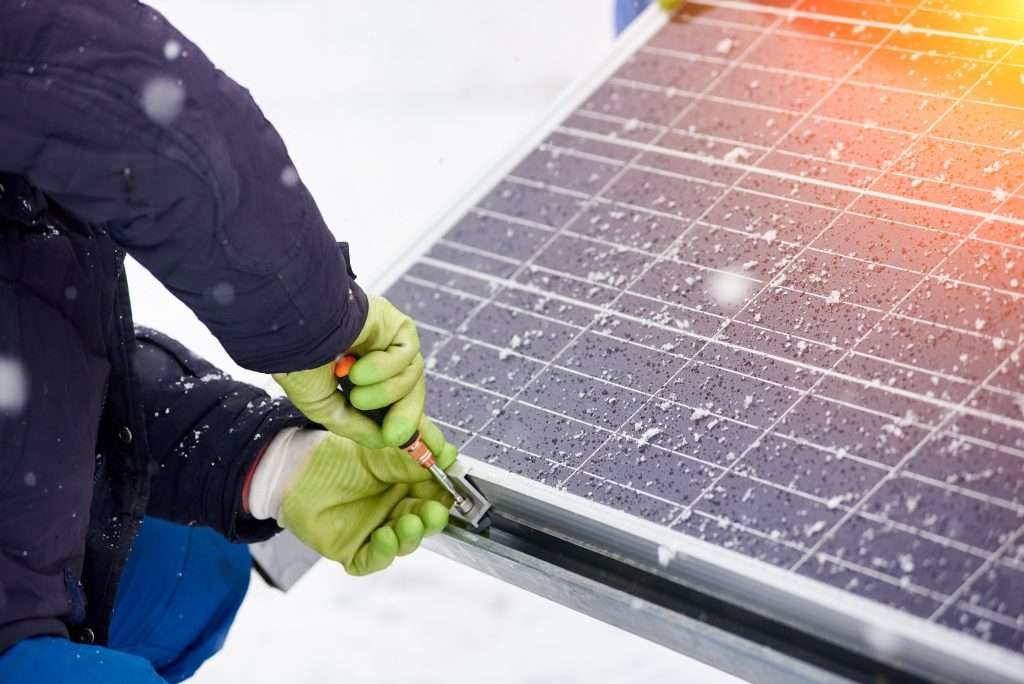 snow on solar panels